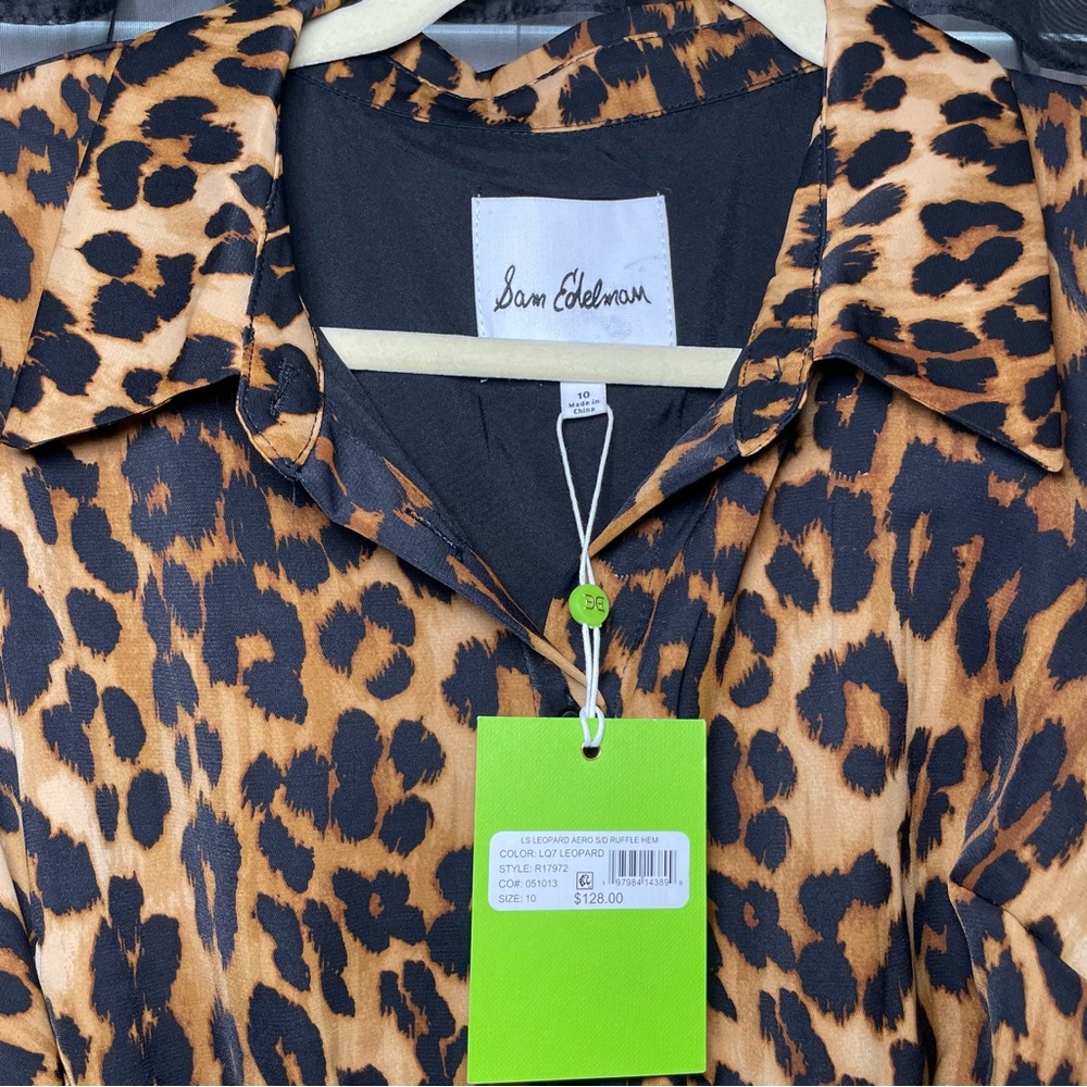 Long Sleeve Leopard Mini Shirt Dress